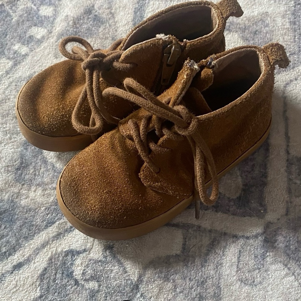 Kids Brown Suede High-Top Sneakers